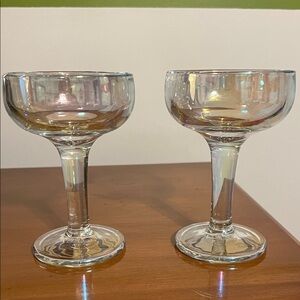 Elegant Iridescent Glass Coupe Set of 2